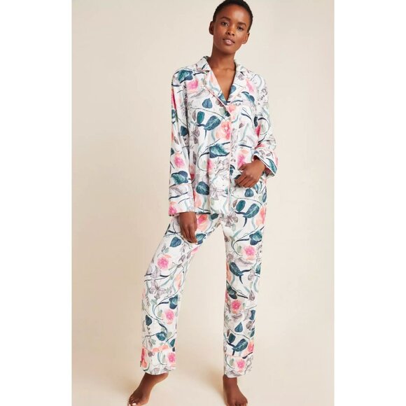 Malin Gyllensvaan Anthropologie Magnolia Flannel 2 Piece Sleep Pants Pajama Set - Picture 2 of 11